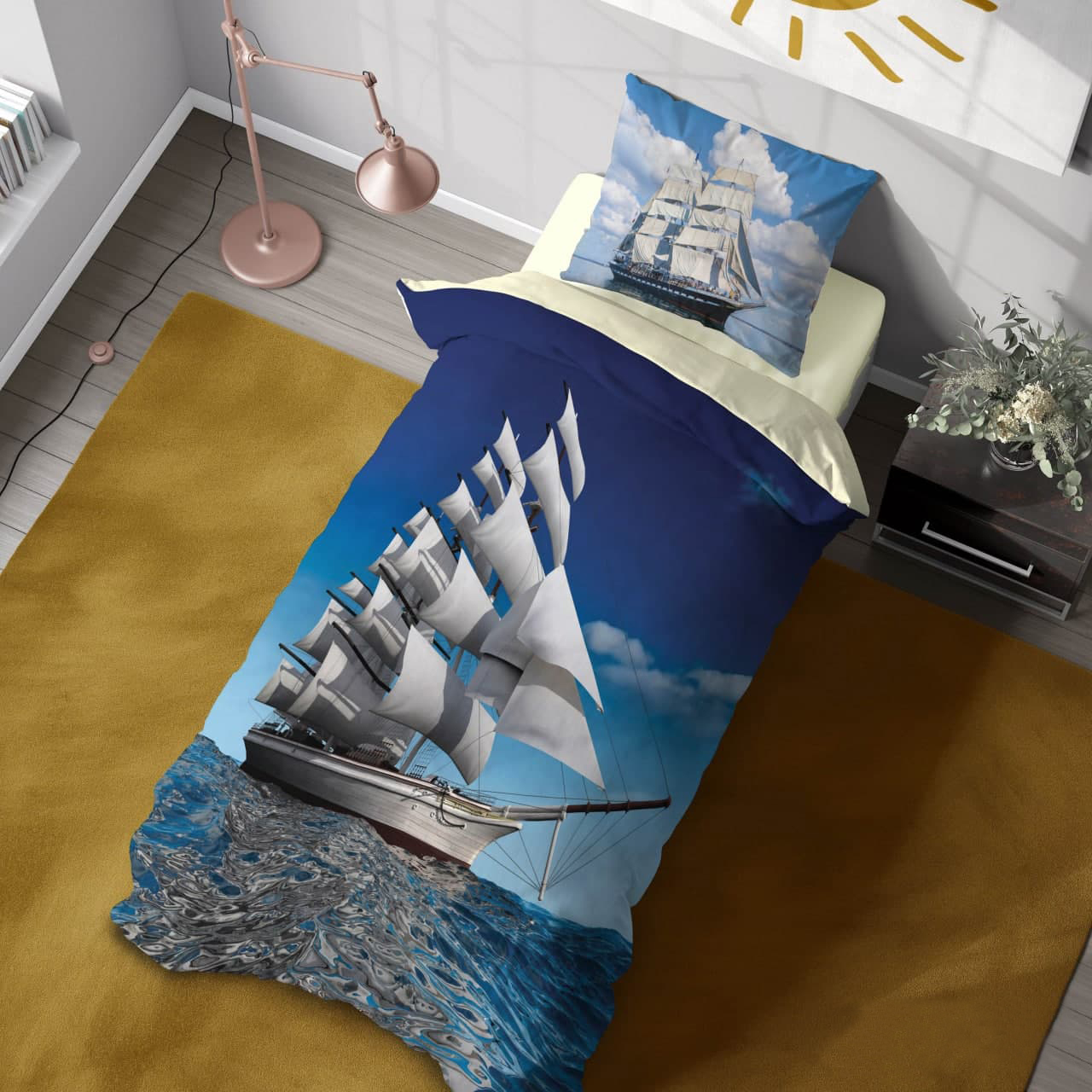 روتختی سه بعدی طرح منظره کشتی بادبانی